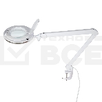 Лупа на струбцине Rexant, круглая, 3D, с подсветкой 60 LED, сенсорный регулятор яркости, белая 31-0531, фото 1