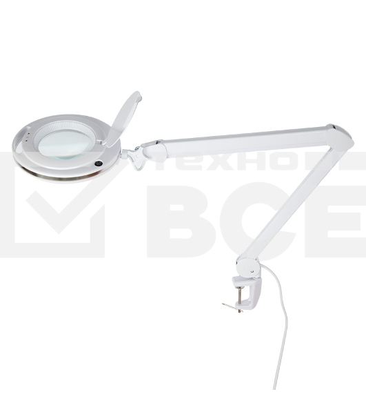 Лупа на струбцине Rexant, круглая, 3D, с подсветкой 60 LED, сенсорный регулятор яркости, белая 31-0531