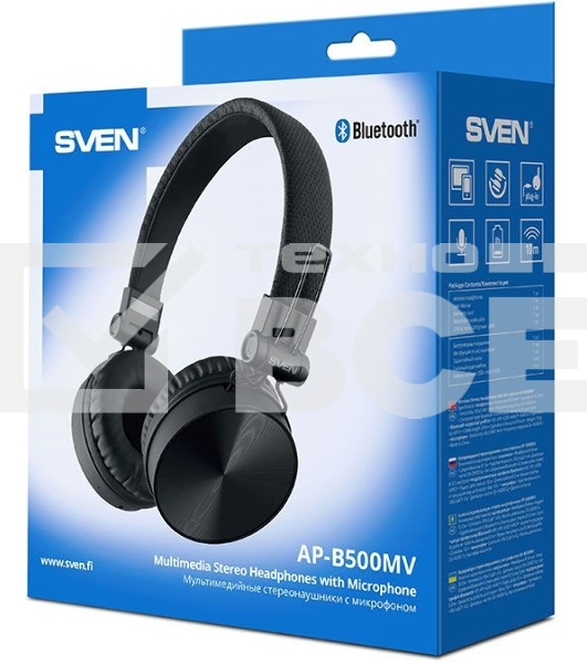 Наушники с микрофоном SVEN AP-B500MV черный Bluetooth