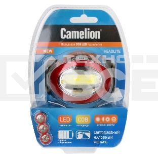 Фонарь налобный Camelion LED5382 черный/красный 3Вт лам.:светодиод. AAAx3 (13366)