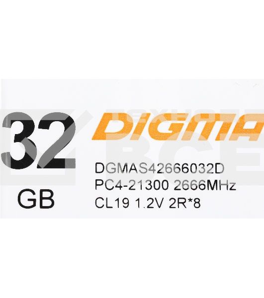 Оперативная память Digma, DDR4, 32GB (1x32GB), 2666MHz, CL19