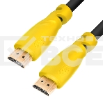 Кабель Greenconnect5.0m HDMI версия 1.4,черный, желтые коннекторы, OD7.3mm, 30/30 AWG, позолоченные контакты, Ethernet 10.2 Гбит/с, 3D, 4K, экран, фото2