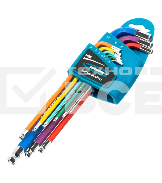 Набор ключей Gross 16400 имбусовых hex 1.5–10мм s2 9шт магнит экстра-длин. с шаром хром/краска