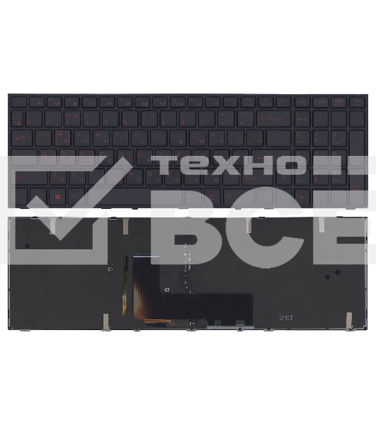 Клавиатура для ноутбука DNS Clevo P651 черная с рамкой с подсветкой