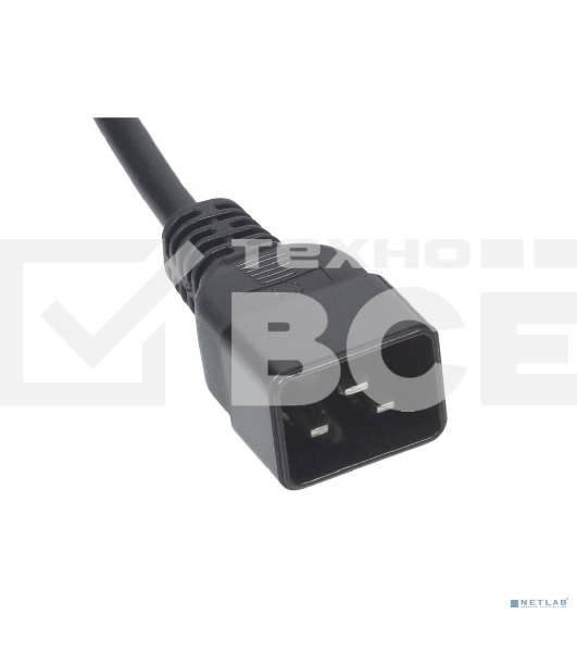 Шнур ввода/вывода Cabeus, IEC 60320 С19, вилка IEC 60320 С20, 1.8 м, 16А, из кабеля 3х1,5 мм², черный