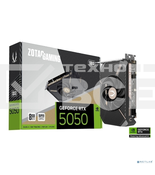 Видеокарта Zotac PCI-E 5.0 RTX 5050 SOLO 8GB NVIDIA GeForce RTX 5050 8Gb 128bit GDDR6 2572/20000 HDMIx1 DPx3 HDCP Ret