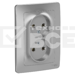 Розетка 2-м СП BLANCA 16А 250В без шторок без заземл. алюм. SchE BLNRS000023