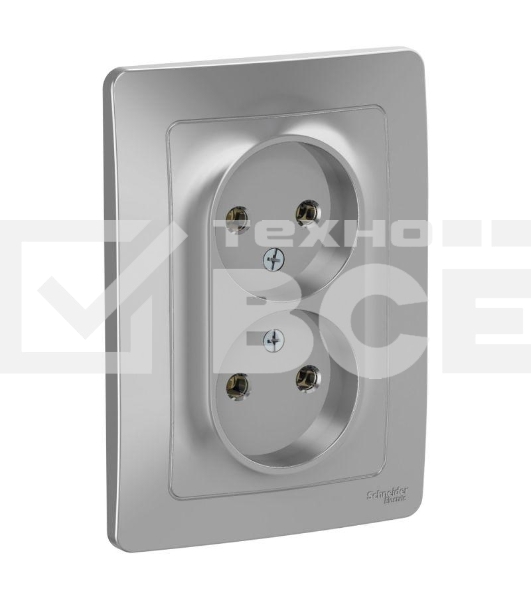 Розетка 2-м СП BLANCA 16А 250В без шторок без заземл. алюм. SchE BLNRS000023