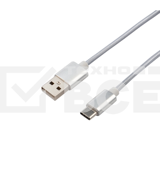 Кабель USB-Type-C/2A/nylon/silver/1m/Rexant