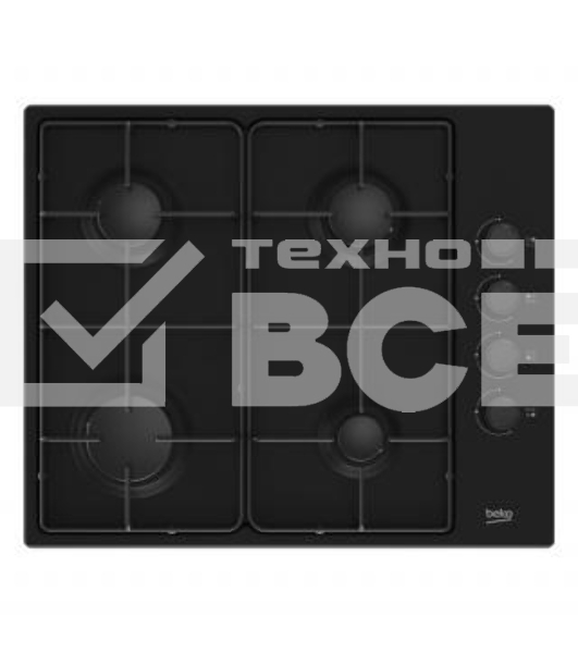 Встраиваемая газовая варочная поверхность Beko HIGG 64123 SB, Черный