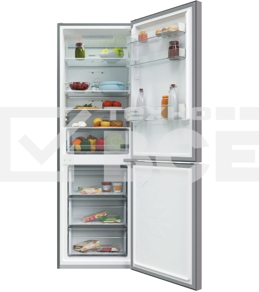 Холодильник Candy CCRN 6180S Комби, 185x59.5x65.7 см, No Frost, полезный объем 333 (227/106) литров, А класс, 40 дБ, 1 компрессор, R600 a, ST, электронное управление внутри на верхней панели, освещение камеры LED (светодиодное), потреление энергии 408кВтч