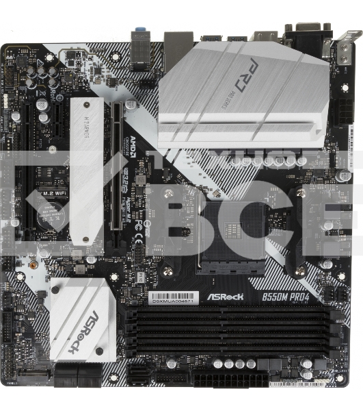 Материнская плата ASRock B550M Pro4, AM4, AMD B550, 4xDDR4, 6xSATA, 2xM.2, 1xPCI-E 3.0 x16, 1xPCI-E 4.0 x16, 1xDisplayPort, 1xHDMI, 1xVGA, 1x 1Gb LAN, 3x3.5 мм, 7.1, Micro-ATX
