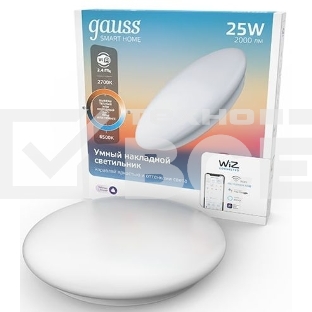 Светильник GaussSmartHome наст-потол 25W2000lm2700-6500К198-264V IP20 400*70мм изм.цвет.тем.+дим LED1/5