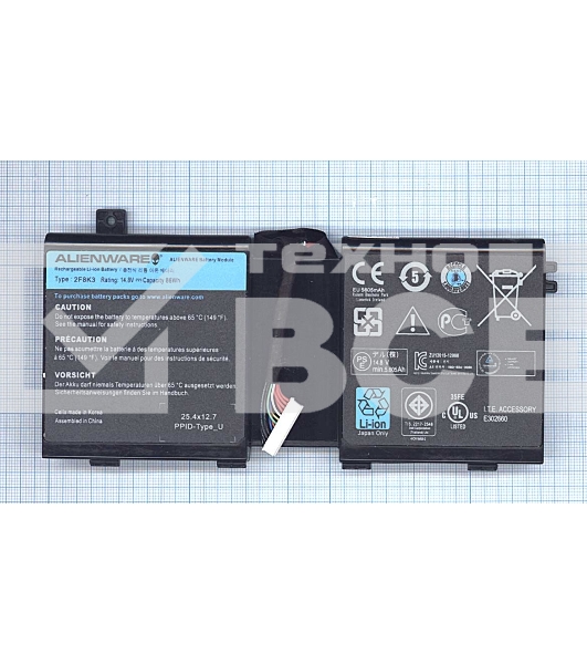 Аккумуляторная батарея для ноутбука Dell Alienware M17x R5 14.8V 86Wh 2F8K3 черный
