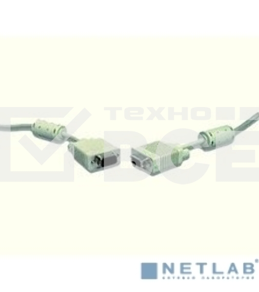 Кабель Gembird/Cablexpert CC-PPVGA-10, Кабель VGA Premium  15M/15M, 3.0м, белый, тройной экран, феррит.кольца 