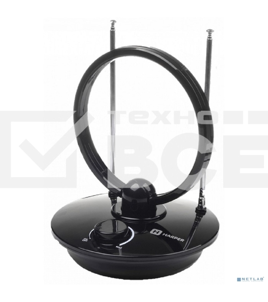 Телевизионная антенна Harper ADVB-2969 (комнатная, активная;DVB-T2; VHF / UHF (174–230 MHz, 470-862 MHz); 25 dB; 75 ; 3 dB; 1м)