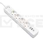 Сетевой фильтр Гарнизон EPS-OP-4-CU2-W-2 2.0 Мультипорт 4р, 10А, 1xType-C PD, 2 х USB QC, 4м, ур.защиты 4+, белый, пак(21449), фото4