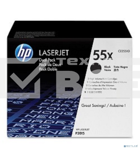 Картридж лазерный набор из 2 шт HP LaserJet CE255XD черный для LJ P3015(2 х 12500стр)