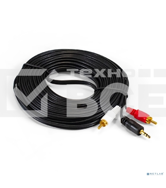 Кабель аудио Exegate EX-CCA-458-10.0 (3.5мм Jack M/2xRCA M, 10м, позолоченные контакты)