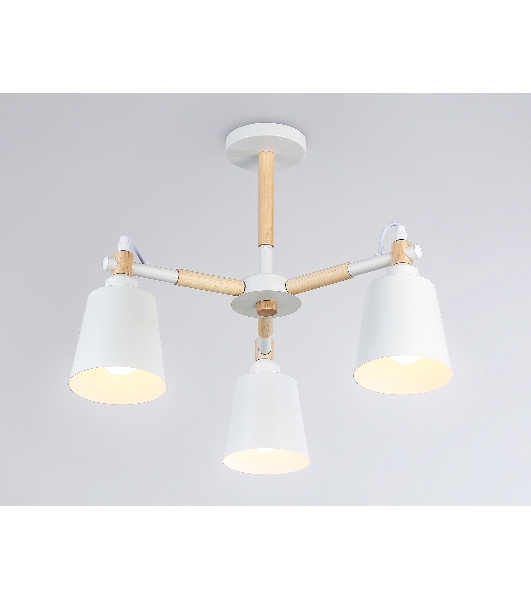 Светильник Ambrella light TR82204/3 WH/LW белый/светлое дерево E27/3 max 40W D560*430