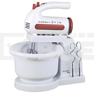 Миксер Viconte VC-352 Coral вращающаяся чаша мощность 300 Вт крючки для замешивания теста, венчик для взбивания специальное место для насадок кнопка отсоединения насадок