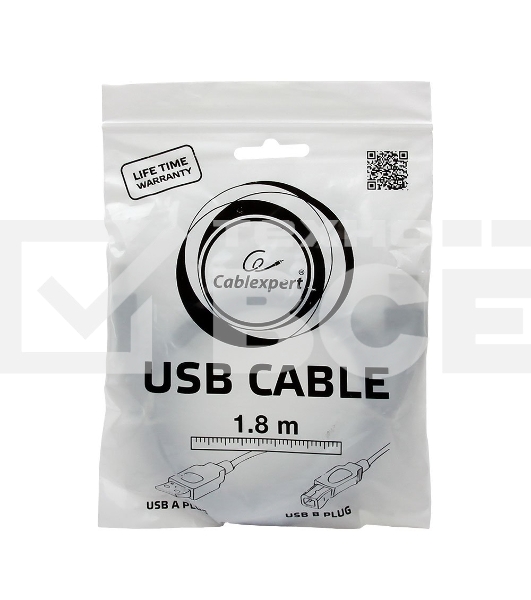 Кабель USB 2.0 Pro Cablexpert CCP-USB2-AMBM-6G, AM/BM, 1.8м, экран, серый