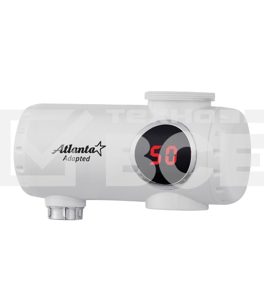 Водонагреватель Atlanta, ATH-7425 белый, проточный 2000Вт, Мгновенный нагрев потока в диапазоне 30-85 °C, Автоматическое гидравлическое управление, Защита от сухого включения ТЭНа, Работает в водопроводных сетях с давлением от 0,05 до 0,5 МPa, защита от п