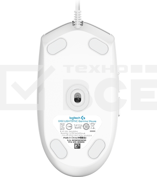 Мышь проводная Logitech G102 LIGHTSYNC белый, 8000 dpi, USB, кнопки - 6