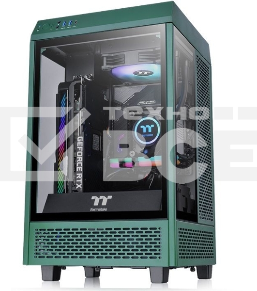 Компьютерный корпус Thermaltake The Tower 100 Racing Green черный без БП miniITX 1x120mm 3x140mm 2xUSB3.0 audio bott PSU