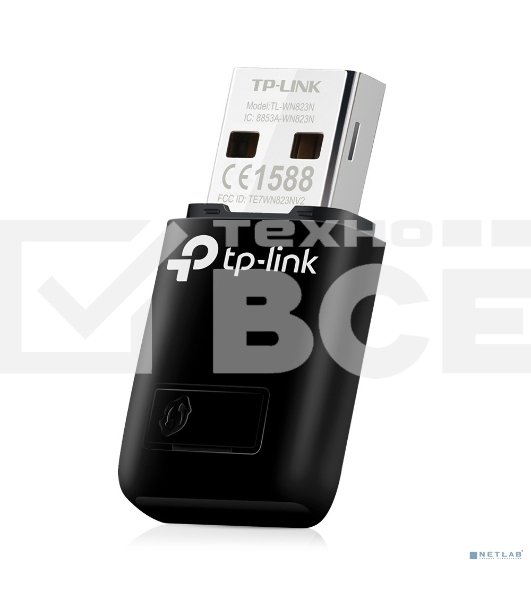 Сетевой адаптер TP-Link SOHO TL-WN823N Беспроводной USB мини адаптер 300 Мбит/с стандарта N c кнопкой QSS(Realtec)