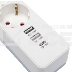 Сетевой фильтр Гарнизон EPS-OP-4-CU2-W-2 2.0 Мультипорт 4р, 10А, 1xType-C PD, 2 х USB QC, 4м, ур.защиты 4+, белый, пак(21449), фото2