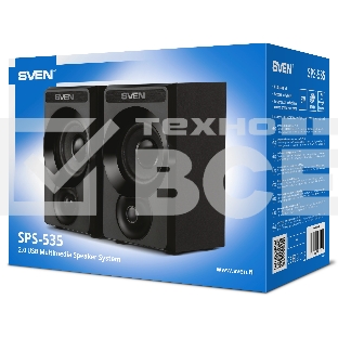Колонки Sven SPS-535, чёрный, акустическая система 2.0, USB, мощность 2x3 Вт(RMS)
