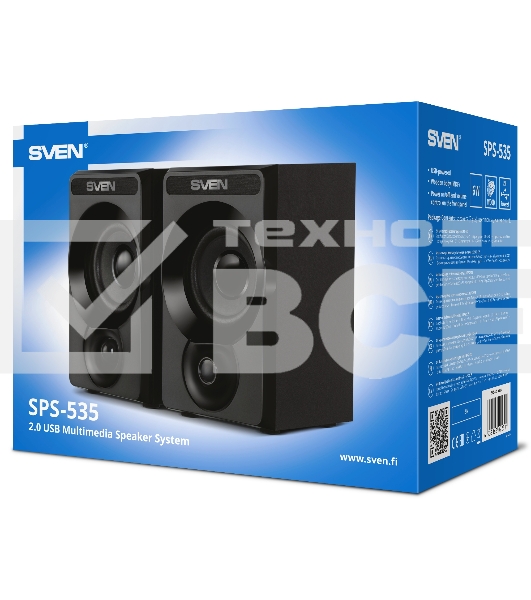 Колонки Sven SPS-535, чёрный, акустическая система 2.0, USB, мощность 2x3 Вт(RMS)