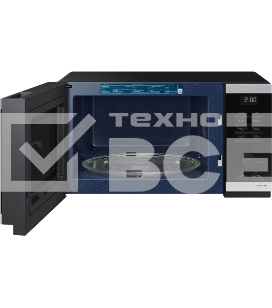 Микроволновая печь Samsung MS23DG4504ATBW нержавеющая сталь/черный, 23 л, 800 Вт, переключатели - сенсор/поворотный механизм