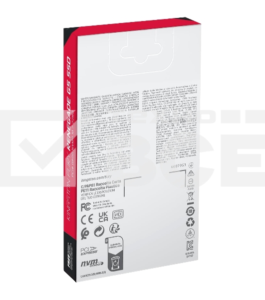 Накопитель SSD Kingston Fury Renegade, 2048Gb, M.2(22x80мм), NVMe, PCIe 5.0 x4, 3D TLC, R/W 14700/14000Mb/s, IOPs 2 200 000/2 200 000, TbW 2000, DWPD 0.5 (12 мес)