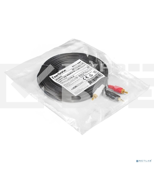 Кабель аудио Exegate EX-CCA-458-10.0 (3.5мм Jack M/2xRCA M, 10м, позолоченные контакты)