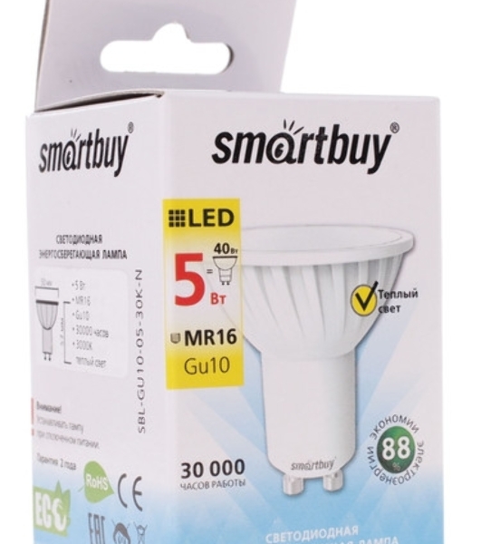 Светодиодная лампа Smartbuy Gu10-03W/3000