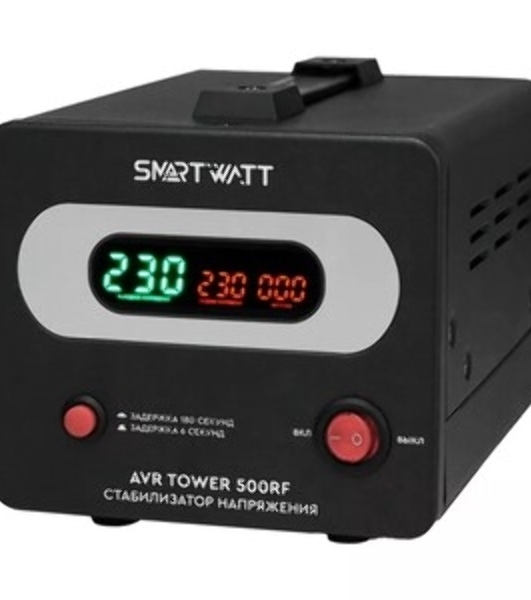Напольный стабилизатор напряжения SMARTWATT AVR TOWER 500RF (140W - 260W, 500VA, 0.5 кВт, 50-60 Гц, розеток - 1, LED-дис