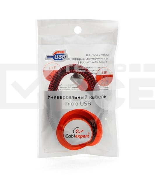 Кабель Gembird USB 2.0 Cablexpert CC-mUSB2pe1m, AM/microBM 5P, 1м, нейлоновая оплетка, алюминиевые разъемы, фиолетовый, пакет