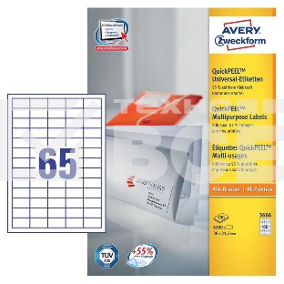 Этикетки Avery Zweckform 3666 A4 97x21.2мм 65шт на листе/70г/м2/100л./белый матовое самоклей. универсальная