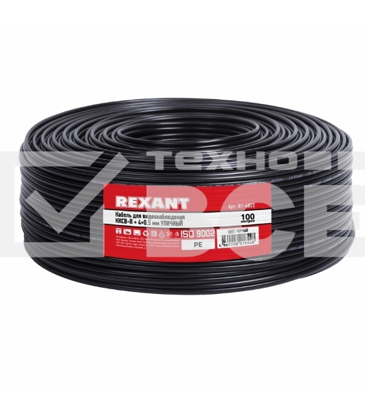 Кабель ККСВ-П+4х0,5 мм (бухта 100 м) черный Rexant