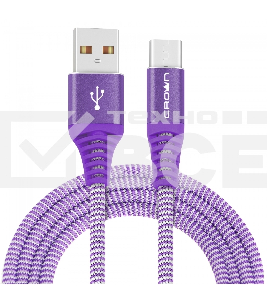 Кабель Crown USB - USB Type-C CMCU-3102C violet