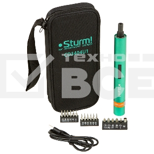 Отвертка Аккумуляторная Sturm! CD3404U1, 3,6 В, USB type C, набор бит, сумка, без ЗУ