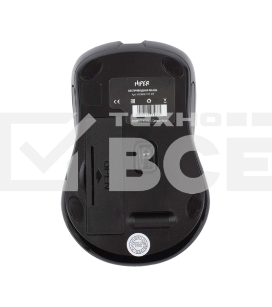 Мышь беспроводная HIPER HOMW-101-BT черный, 1600 dpi, радиоканал, USB, кнопки - 4