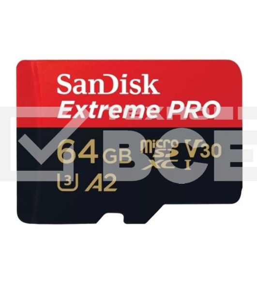 Карта памяти SanDisk Extreme Pro microSD UHS I Card 64GB for 4K Video on Smartphones, Action Cams & Drones 200MB/s Read, 90MB/s Write, Lifetime Warranty