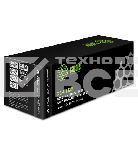 Картридж лазерный Cactus CS-C712S черный (1500 стр.) для Canon LBP-3010/LBP-3100