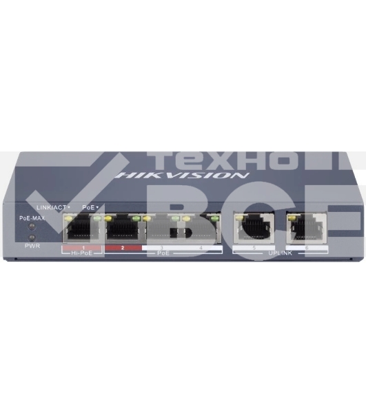 Коммутатор Hikvision DS-3E1106HP-EI 4x100Мбит/с управляемый