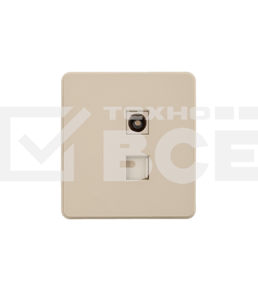 Розетка KRANZ ROUND компьютерная RJ45 кат6 + TV с/у шелк