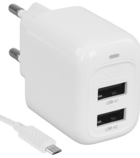 Сетевое зарядное устройство HOCO CS51A/Сетевое ЗУ/2 USB/Выход: 12W/белый