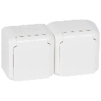 Розетка Legrand 2-м ОП Quteo 16А с защитной крышкой, защитные шторки, с заземлением IP44 белая Leg 782323, фото 1